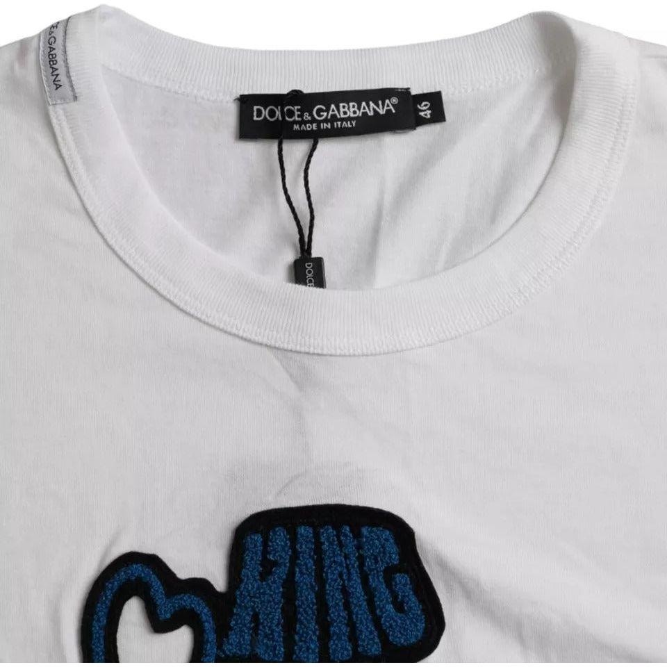 Dolce & Gabbana White King Of Love Round Neck Short Sleeves T-shirt TSH86383-44