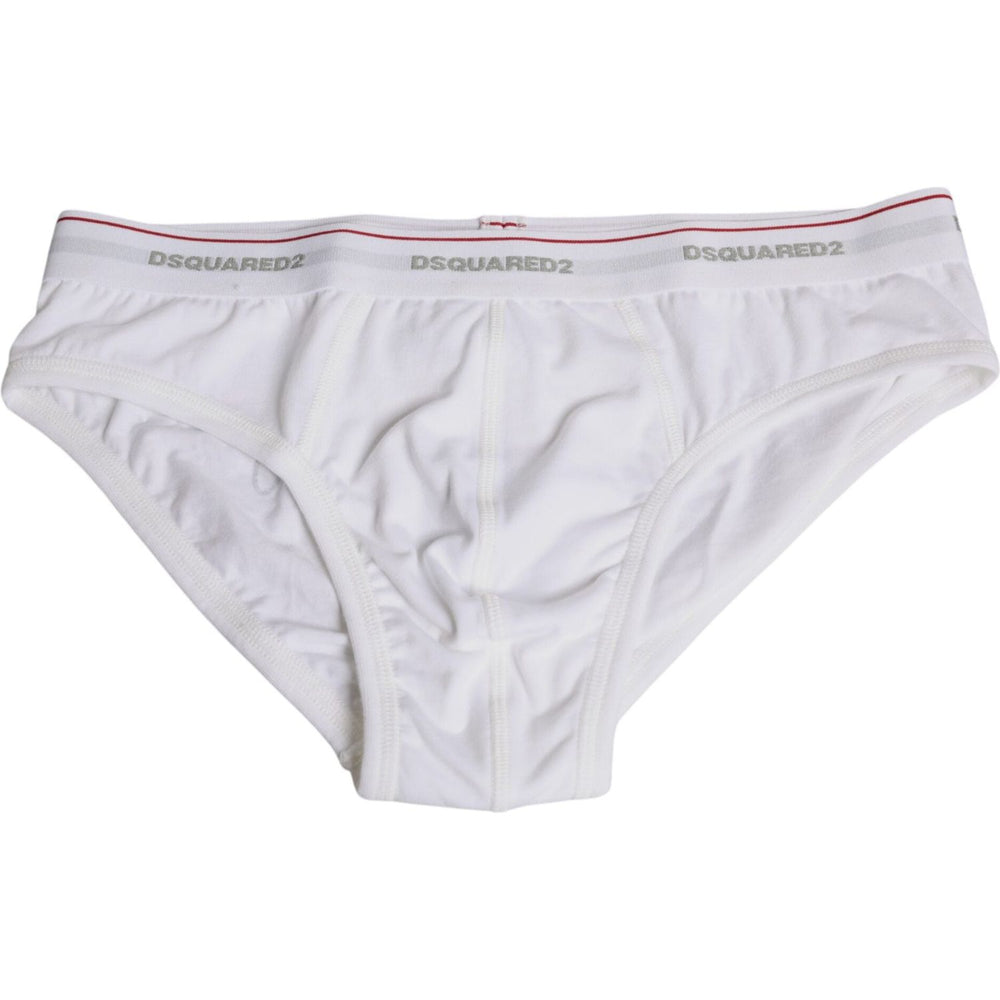Dsquared² White Cotton Stretch Women Mid Waist Panty Underwear BIK1674-3