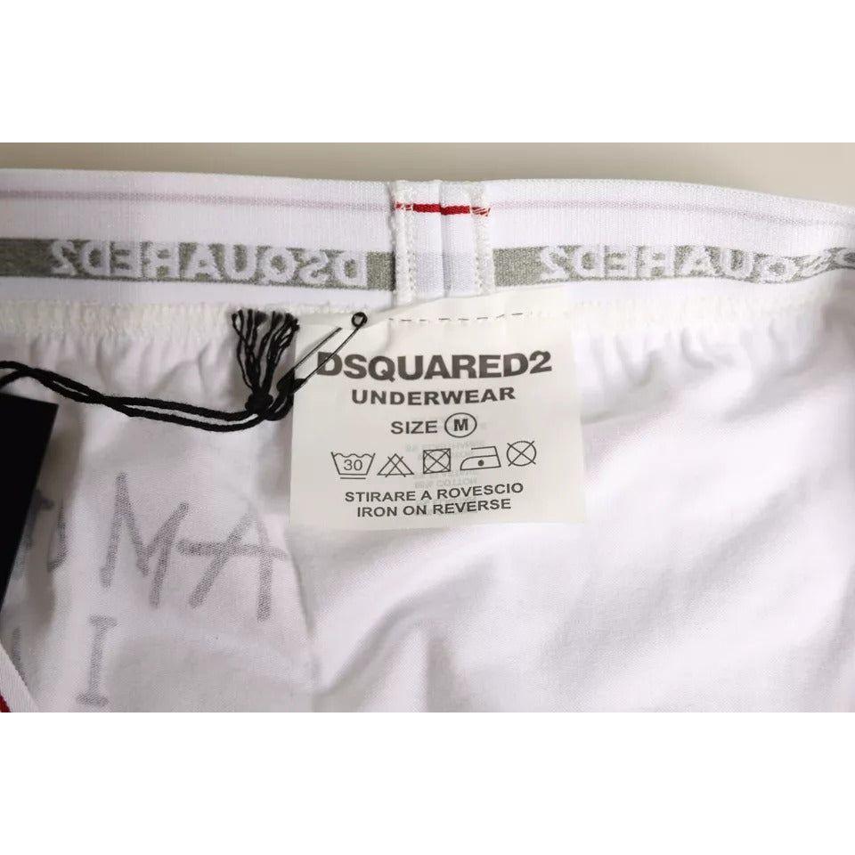 Dsquared² White Cotton Stretch Women Mid Waist Panty Underwear BIK1674-3