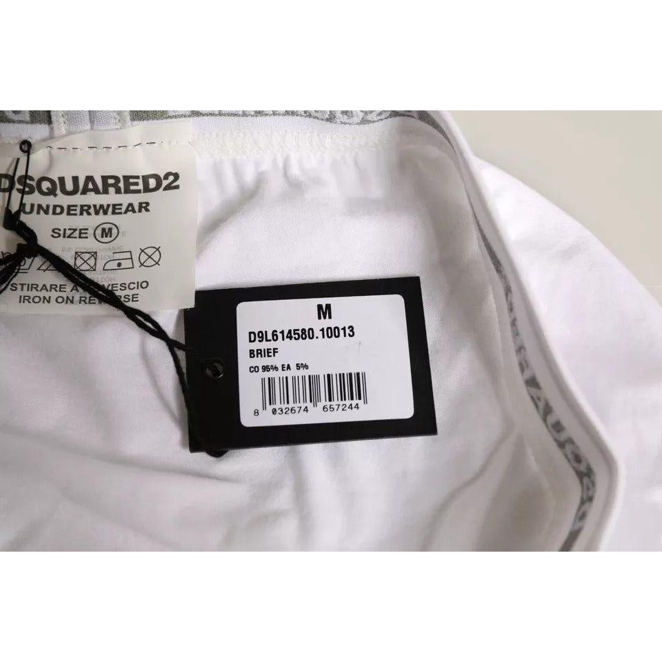 Dsquared² White Cotton Stretch Women Mid Waist Panty Underwear BIK1674-3
