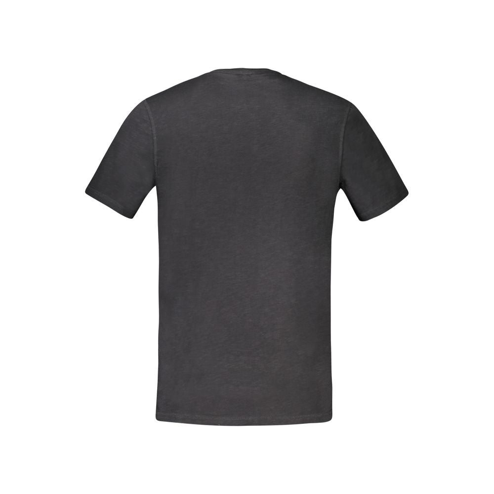 Back view of Hugo Boss Black Cotton T-Shirt with short sleeves and crew neck.