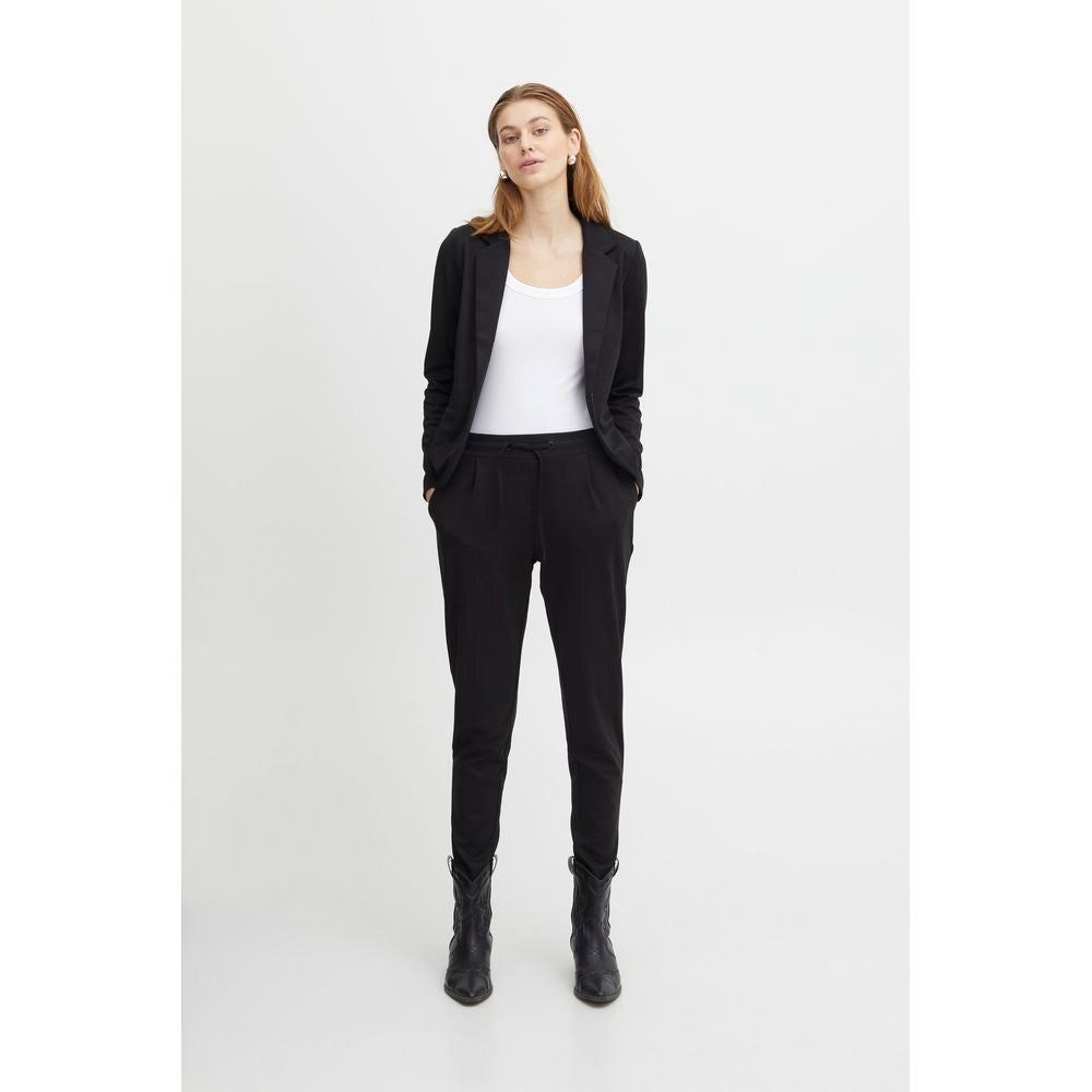 ICHI Black Polyester Pant ICHI
