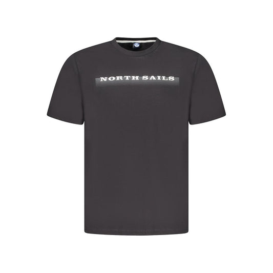 North Sails Black Cotton Men TShirt featuring iconic logo on front, perfect for modern style and comfort.