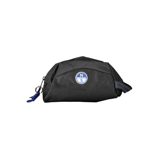 North Sails Black Polyester Men Leather Accessory with logo, featuring a zip closure and sleek design for modern organization.