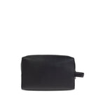 Paul Smith Leather washbag with zip closure, internal pocket, and carry handle. Black leather, size 23.5x14.5x10.5 cm.
