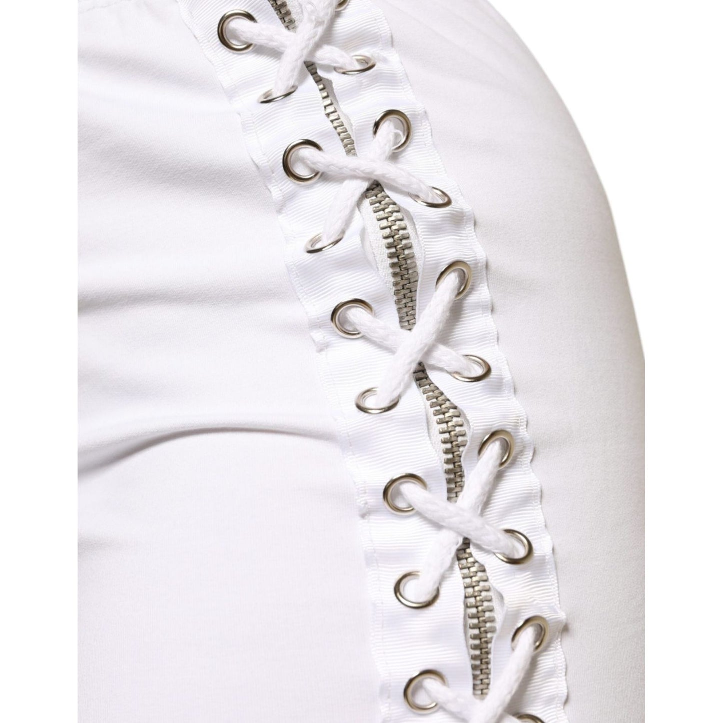 STK White Cotton Stretch High Waist Pencil Cut Knee Length Skirt SKI2022-L