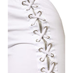STK White Cotton Stretch High Waist Pencil Cut Knee Length Skirt SKI2022-L