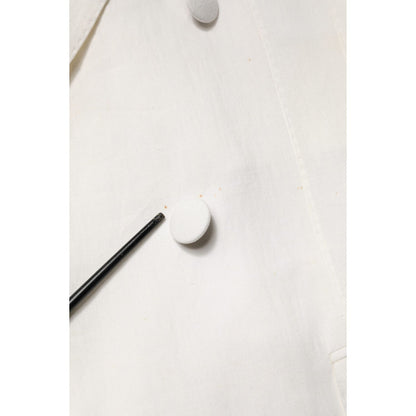 Dolce & Gabbana White Double Breasted Men Trench Coat Jacket