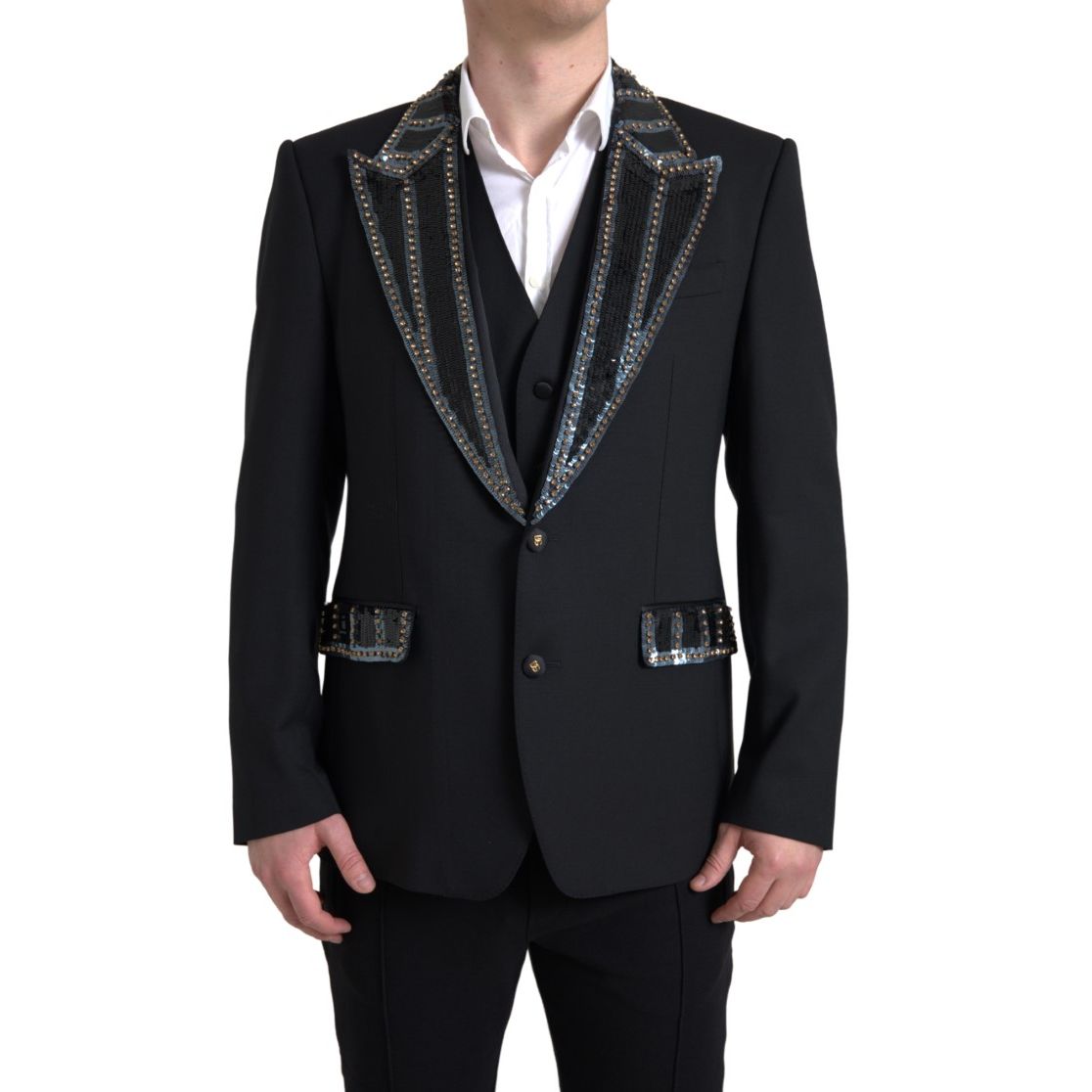 Dolce & Gabbana Black Wool Two-Piece Suit