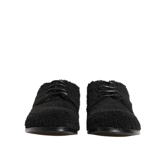 Dolce & Gabbana Men Black Riccio Shearling Dress Derby Shoes