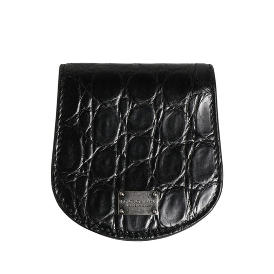Dolce & Gabbana Black Exotic Skin Condom Case Holder Pocket Wallet