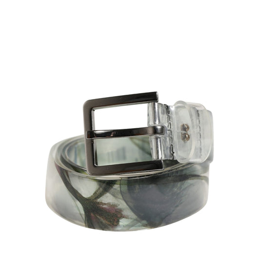 Dolce & Gabbana Men White Floral PVC Silver Metal Buckle Belt