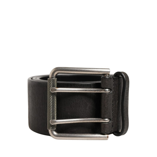 Dolce & Gabbana Men Black Classic Leather Metal Buckle Belt