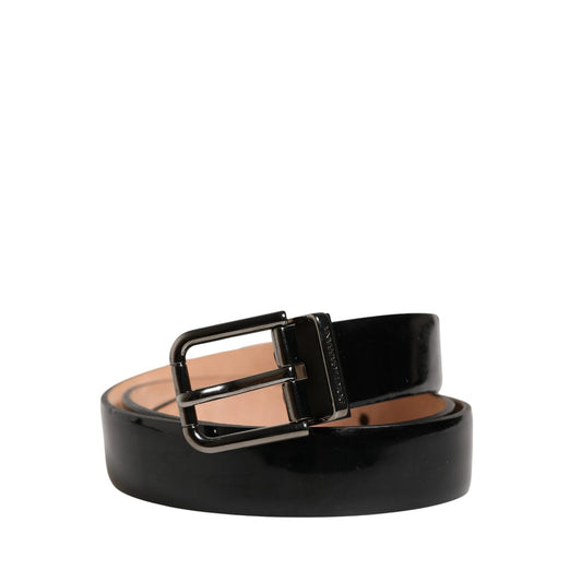 Dolce & Gabbana Men Black Classic Leather Metal Buckle Belt