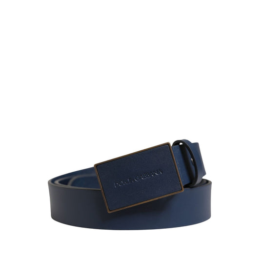 Dolce & Gabbana Men Blue Calf Leather Logo Metal Buckle Belt 115 cm / 46 Inches,1728,67345645728,Accessories,Belts - Accessories,Blue,Dolce & Gabbana,Material: 100% Calf Leather,Men,Preowned / Defect,Regular Belts - Belts - Accessories