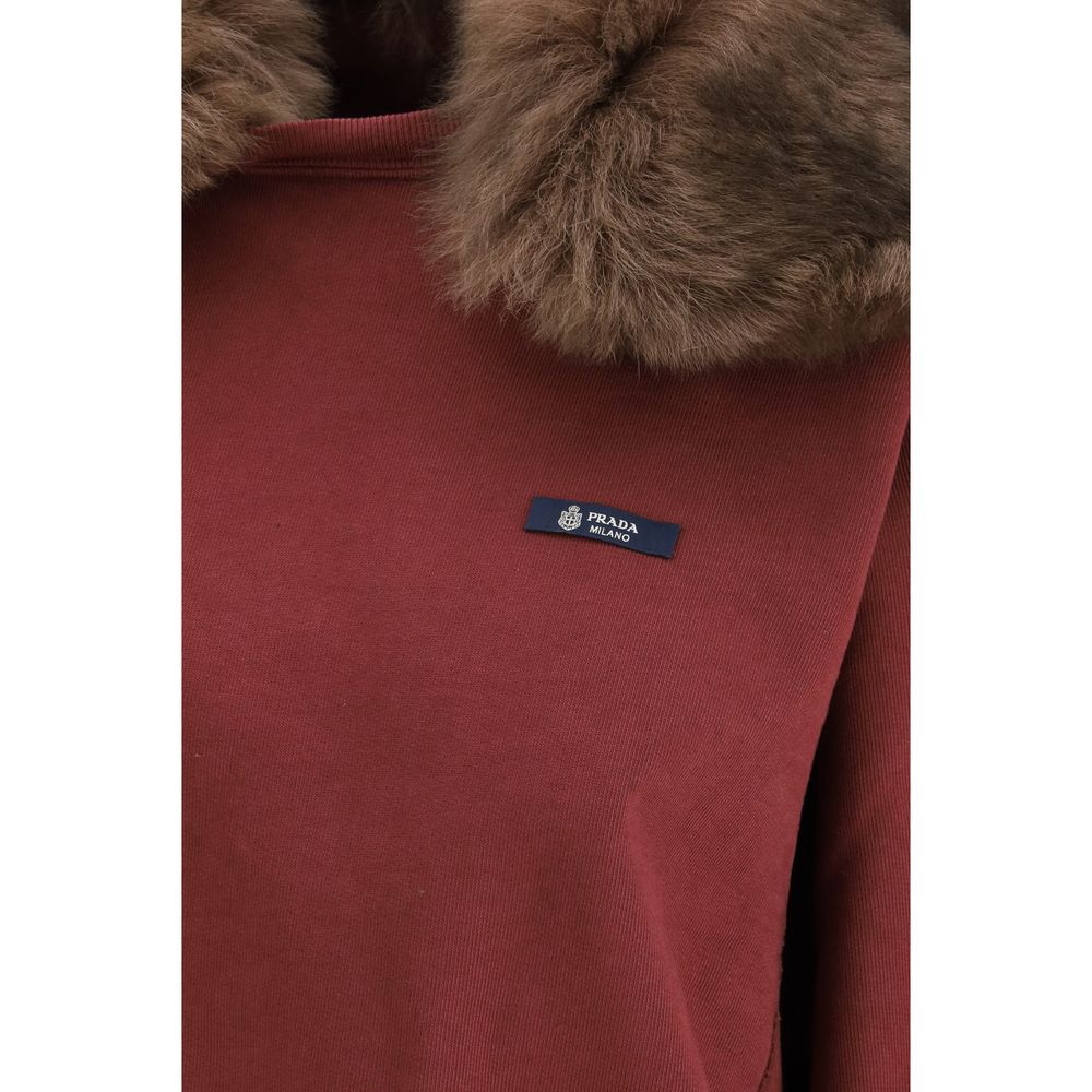 Prada Bordeaux Cotton Sweatshirt 1728,72470364320,Bordeaux,Clothing,New with tags,Prada,S,Sweaters - Clothing,Sweatshirts - Sweaters - Clothing,Women