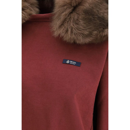 Prada Bordeaux Cotton Sweatshirt 1728,72470364320,Bordeaux,Clothing,New with tags,Prada,S,Sweaters - Clothing,Sweatshirts - Sweaters - Clothing,Women