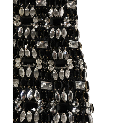 Dolce & Gabbana Black Wool Crystal Embellished Balaclava Hat