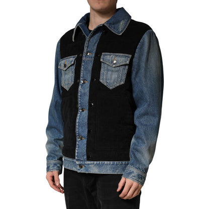 Dolce & Gabbana Black Blue Cotton Denim Blouson Men Jacket