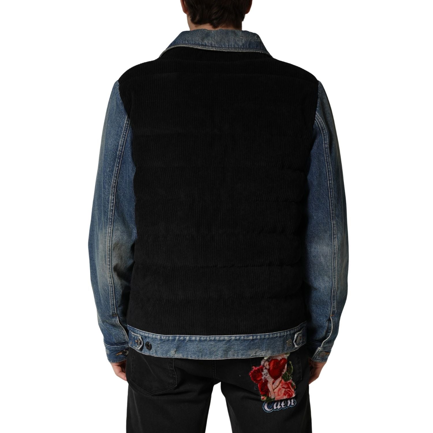 Dolce & Gabbana Black Blue Cotton Denim Blouson Men  Jacket