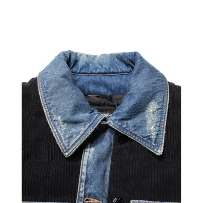 Dolce & Gabbana Black Blue Cotton Denim Blouson Men Jacket