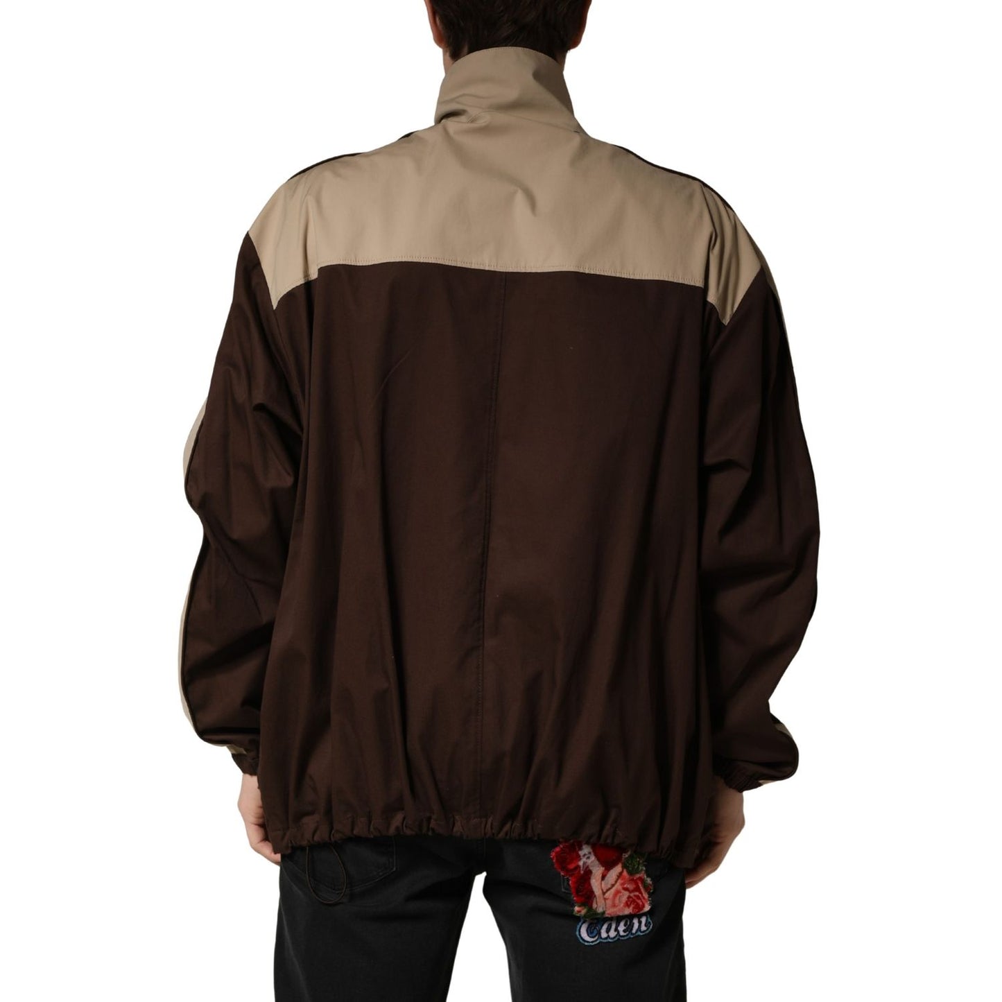 Dolce & Gabbana Brown Beige Cotton Zip Windbreaker Jacket