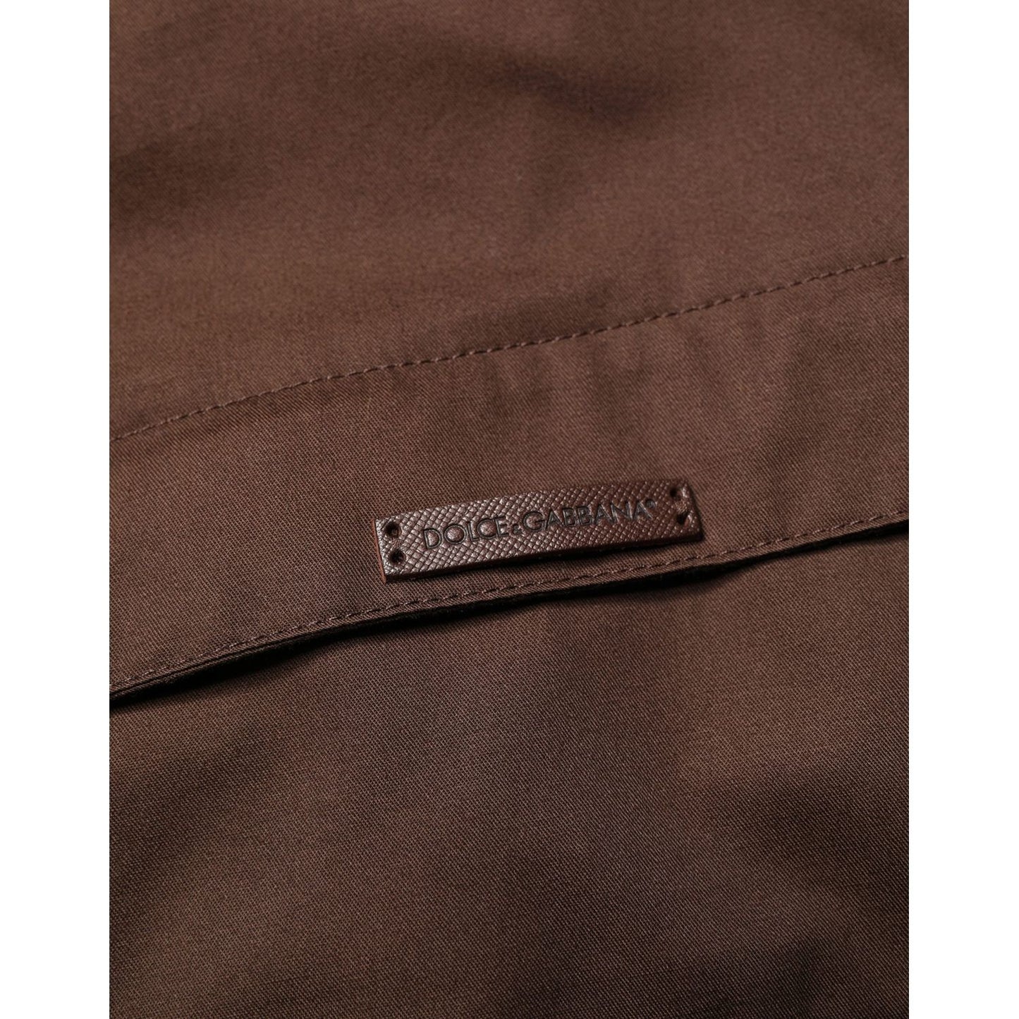 Dolce & Gabbana Brown Beige Cotton Zip Windbreaker Jacket
