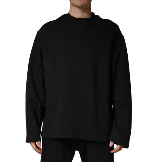 Dolce & Gabbana Black Cotton Crew Neck Sweatshirt Sweater 1728,67345645728,Black,Clothing,Dolce & Gabbana,IT50 | L,IT52 | XL,Material: 100% Cotton,Men,Preowned / Defect,Sweaters - Clothing,Sweatshirts - Sweaters - Clothing