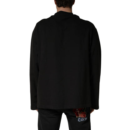 Dolce & Gabbana Black Cotton Crew Neck Sweatshirt Sweater