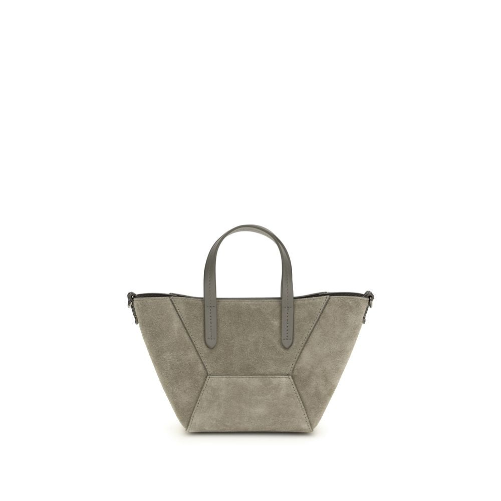 Brunello Cucinelli Brown Calf Leather Bos Taurus Shoulder Bag
