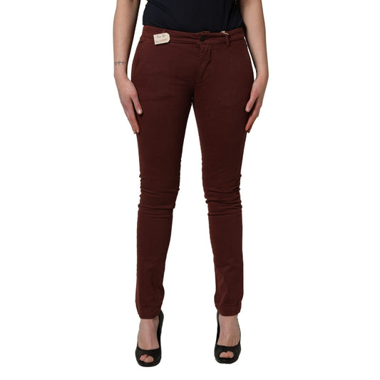 Roy Roger's Maroon Mid Waisted Slim Fit Denim Trouser Jeans