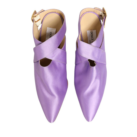 Dolce & Gabbana Purple Satin Sandals Shoes