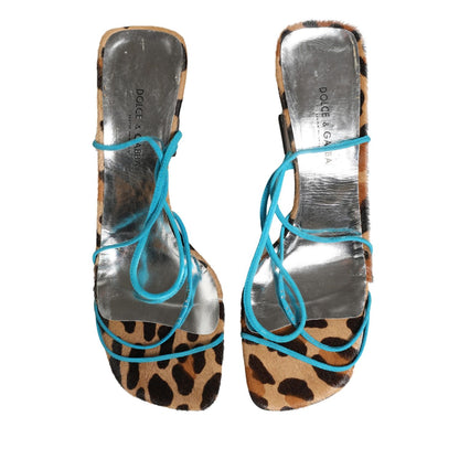 Dolce & Gabbana Multicolor Leather Block Heels Sandals Shoes