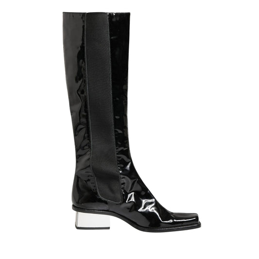 Dolce & Gabbana Black Patent Leather Knee High Boots Shoes 1728,67345645728,Black,Boots - Shoes,Dolce & Gabbana,EU40/US9.5,Material: Patent Leather,Over The Knee - Boots - Shoes,Preowned / Defect,Shoes,Women