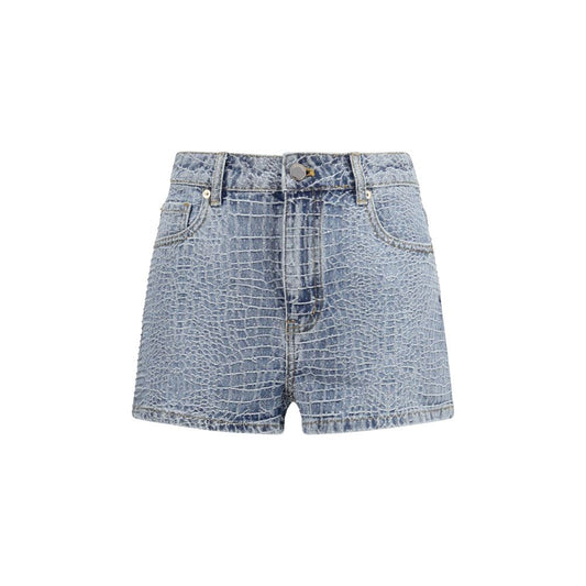 Self-Portrait Blue Cotton Bermuda Shorts