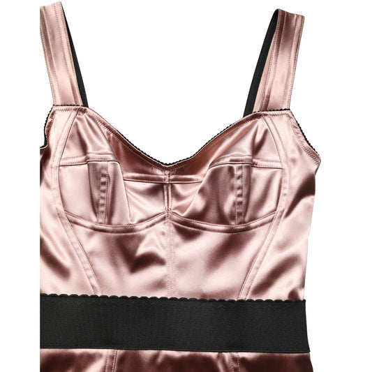 Dolce & Gabbana Pink Satin Sweetheart Sheath Corset Midi Dress