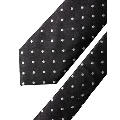 Dolce & Gabbana Black White Polka Dots Silk Adjustable Men Necktie Tie