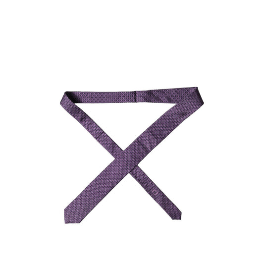 Dolce & Gabbana Purple Patterned 100% Silk Adjustable Men Necktie Tie