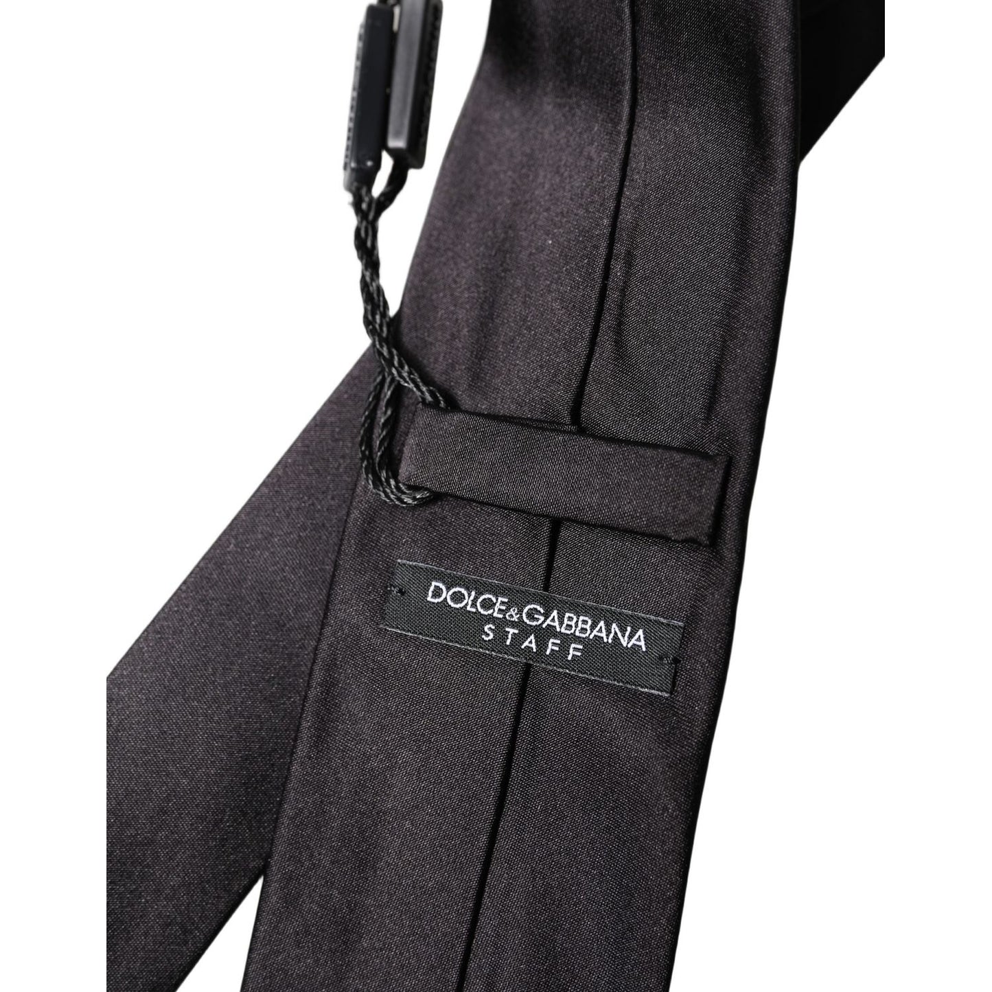 Dolce & Gabbana Black Solid 100% Silk Adjustable Men Tied Necktie Tie