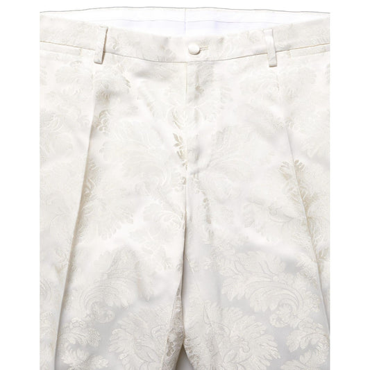 Dolce & Gabbana White Floral Men Dress Formal Trouser Pants