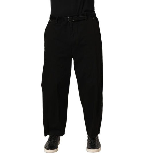 Dolce & Gabbana Black Mid Waist Straight Men Trouser Pants