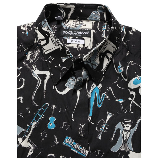 Dolce & Gabbana Black Jazz Club Cotton GOLD Fit Dress Shirt
