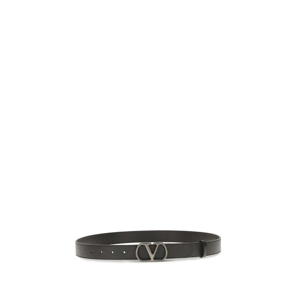 Valentino Garavani Black Calf Leather Bos Taurus Regular Belt