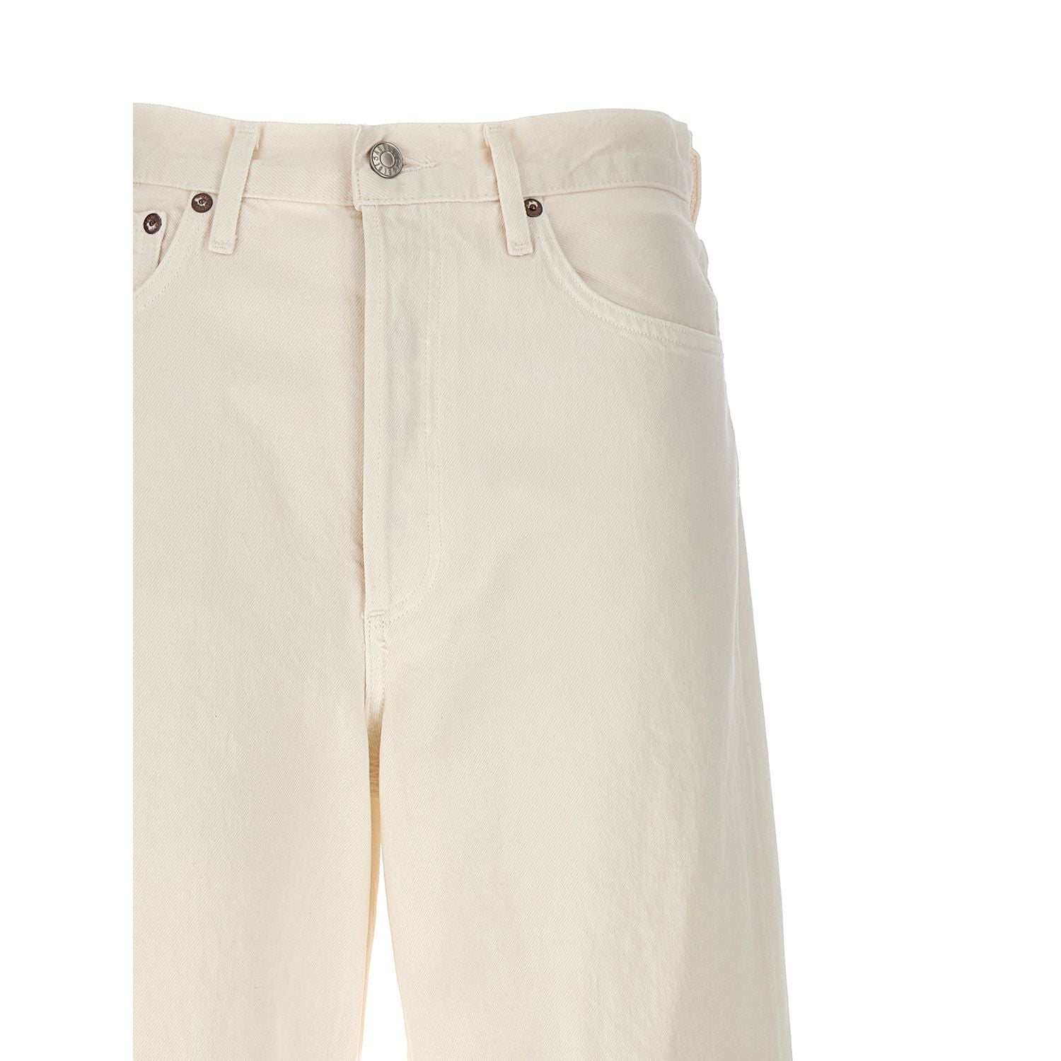 Agolde White Cotton High-Waisted Jean
