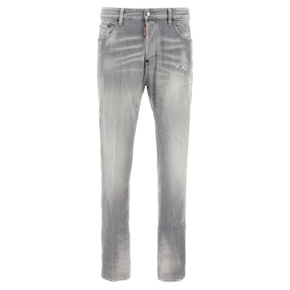 Dsquared² Gray Cotton Straight-Leg Jeans