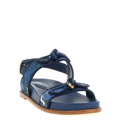 Alexandre Birman Blue Cowhide Flat Sandals