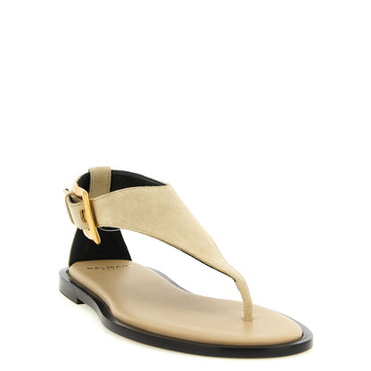 Balmain Beige Calfskin Flat Sandals