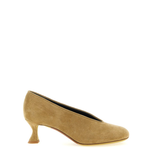 Moschino Beige Calfskin Mid Heel Pumps