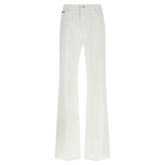 Dolce & Gabbana White Cotton Flared Jeans