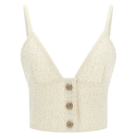 Alessandra Rich White Polyester Tank Tops